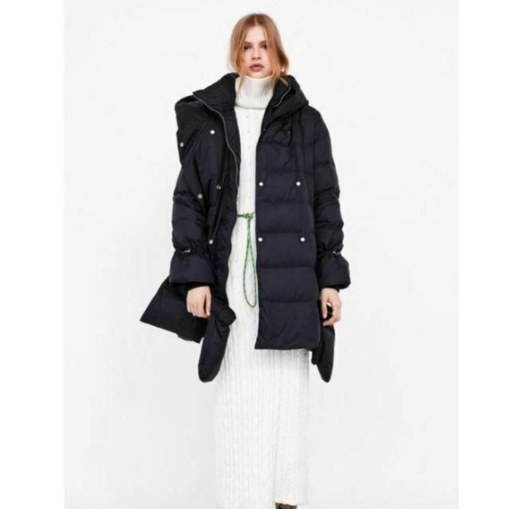 Zara navy blue down puffer Size Large